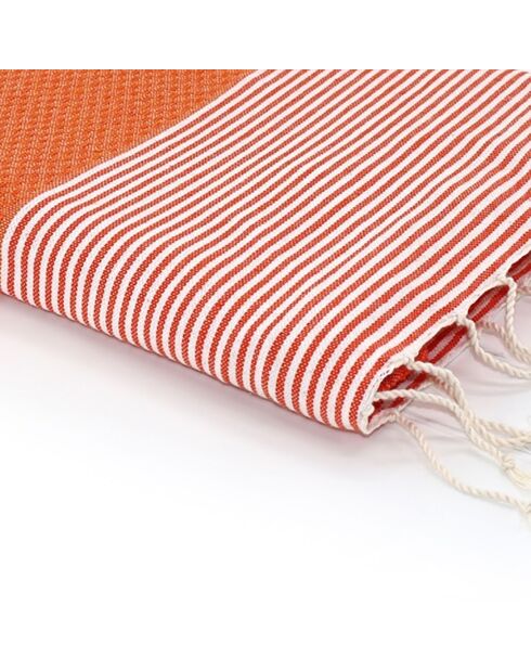 Fouta Ibiza Honeycomb naranja/blanco - 100x200 cm