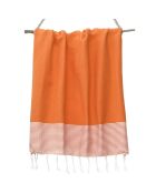 Fouta Nid d'Abeille Ibiza orange/blanc - 100x200 cm