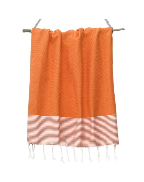 Fouta Ibiza Honeycomb naranja/blanco - 100x200 cm