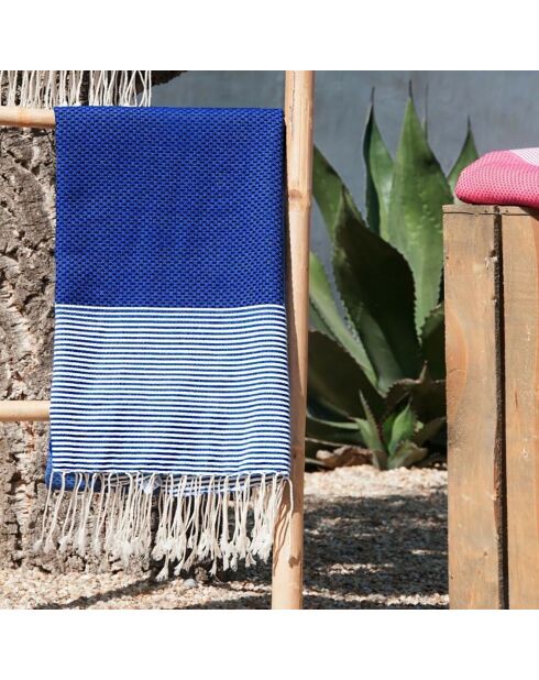 Ibiza Honeycomb Fouta griega azul/blanca - 100x200 cm