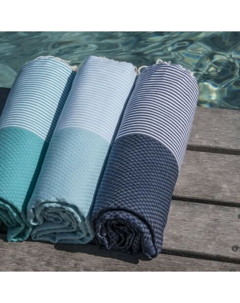 Ibiza Honeycomb Fouta jeans blu/bianco - 100x200 cm