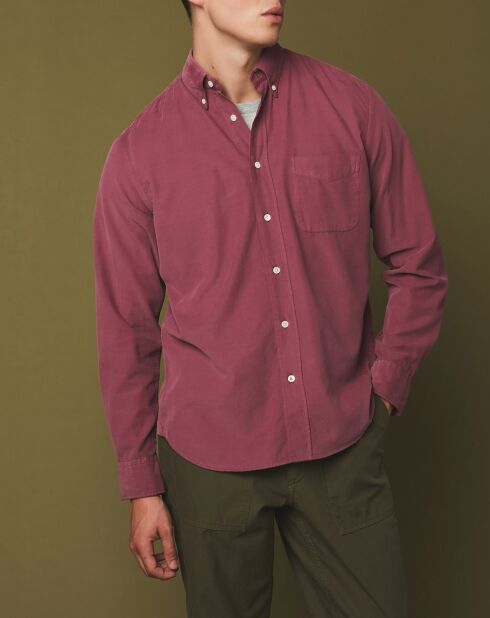 Chemise en Velours Milleraies regular Pitt Pat rose