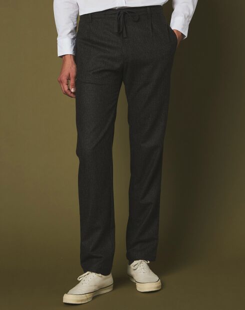 Pantalon 100% Laine Tanker army/navy houndstooth