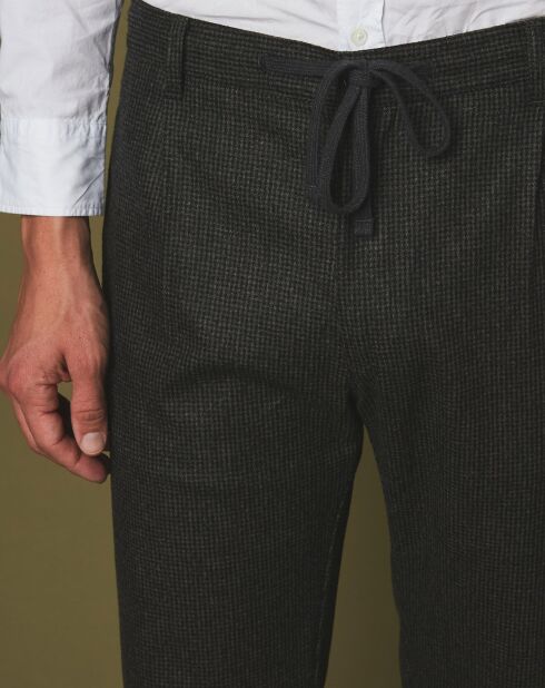 Pantaloni Tanker Army/blu scuro 100% lana pied de poule