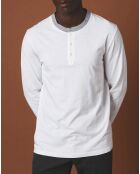 T-Shirt Henley blanc/gris