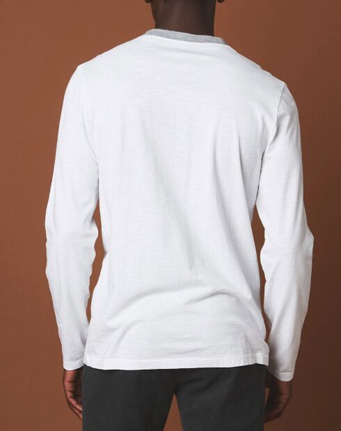 T-Shirt Henley blanc/gris