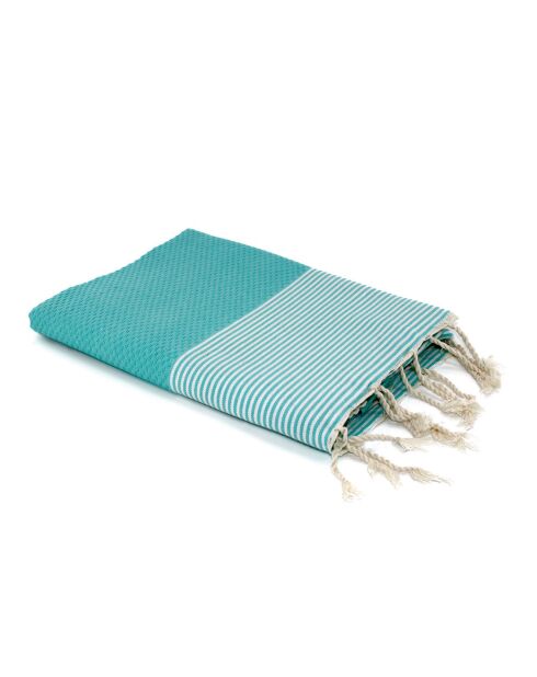 Fouta Ibiza Honeycomb türkis/weiß - 100x200 cm