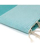 Fouta Ibiza Honeycomb turchese/bianco - 100x200 cm