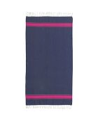 Fouta Traditionelle St Tropez bleu jean/rose fuschia - 100x200 cm