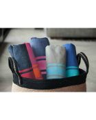 Fouta Traditionelle St Tropez bleu jean/rouge - 100x200 cm