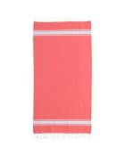 Fouta Traditionelle St Tropez orange corail/blanc - 100x200 cm