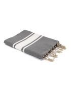 Fouta Traditionnelle St Tropez gris moyen/blanc - 100x200 cm