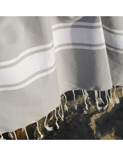 St Tropez Traditional Fouta Perle Grau/Weiß - 100x200 cm