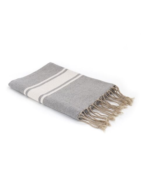 St Tropez Traditional Fouta Perle Grau/Weiß - 100x200 cm
