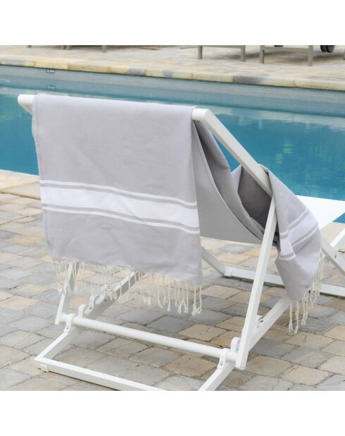 St Tropez Traditional Fouta Perle Grau/Weiß - 100x200 cm