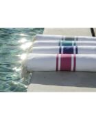 Fouta Traditionelle St Tropez blanc/rose fuschia  - 100x200 cm