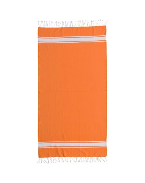 St Tropez Traditional Fouta orange/weiß - 100x200 cm
