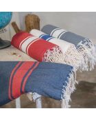 Fouta tradizionale St Tropez rosso/bianco - 100x200 cm