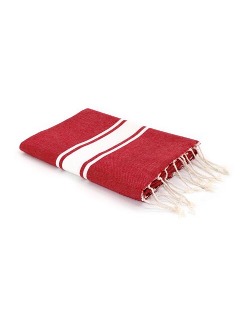 Fouta tradizionale St Tropez rosso/bianco - 100x200 cm