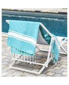 Fouta Traditionelle St Tropez turquoise/blanc - 100x200 cm