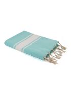 Fouta Traditionelle St Tropez turquoise/blanc - 100x200 cm