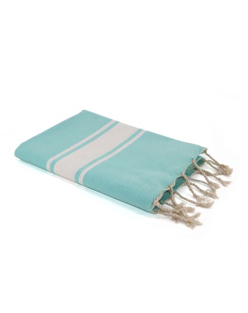 Fouta Traditionelle St Tropez turquoise/blanc - 100x200 cm
