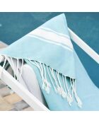Fouta Traditionelle St Tropez turquoise/blanc - 100x200 cm