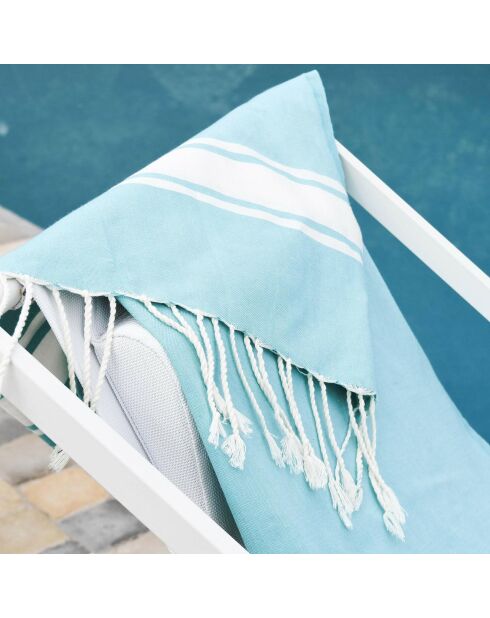 Fouta Traditionelle St Tropez turquoise/blanc - 100x200 cm