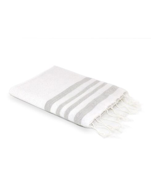 Hamptons Lurex Honeycomb Fouta weiß/silber - 100x200 cm