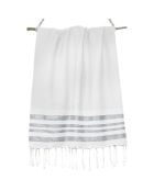 Hamptons Lurex Honeycomb Fouta weiß/silber - 100x200 cm