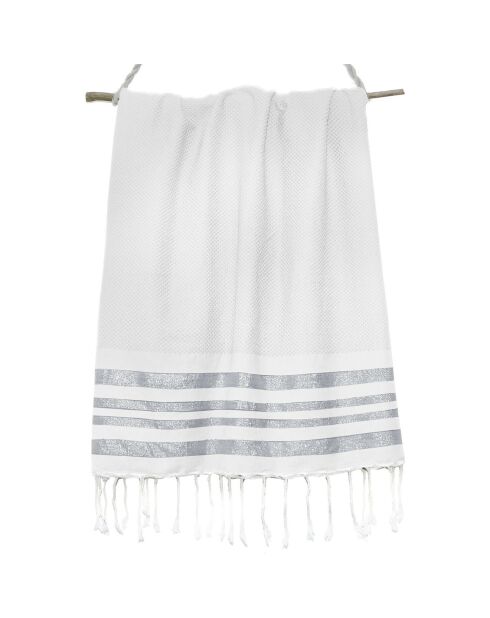 Hamptons Lurex Honeycomb Fouta weiß/silber - 100x200 cm
