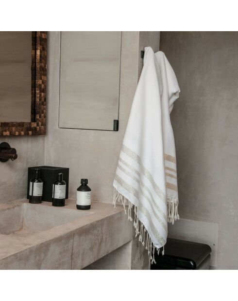 Hamptons Lurex Honeycomb Fouta weiß/silber - 100x200 cm