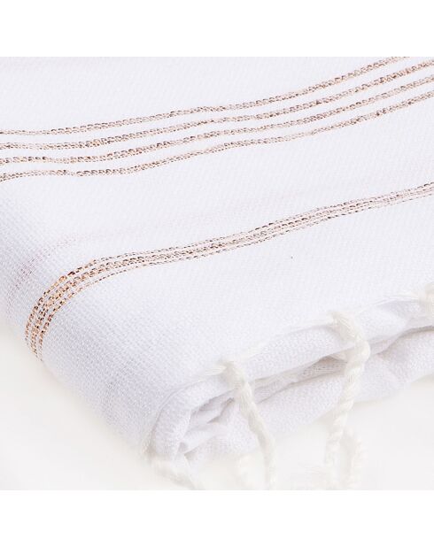 Fouta Lurex Mykonos wit/koper - 100x200 cm