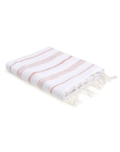 Fouta Lurex Mykonos wit/koper - 100x200 cm