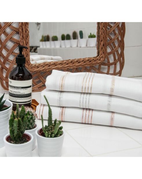 Fouta Lurex Mykonos wit/koper - 100x200 cm