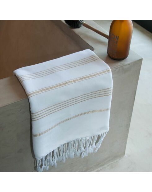 Fouta Lurex Mykonos weiß/gold - 100x200 cm