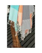 Fouta Ibiza Honeycomb mittelgrau/weiß - 100x200 cm