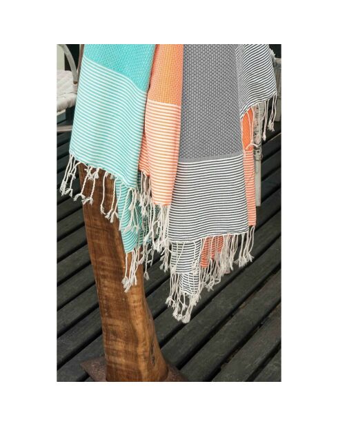Fouta Ibiza Honeycomb mittelgrau/weiß - 100x200 cm