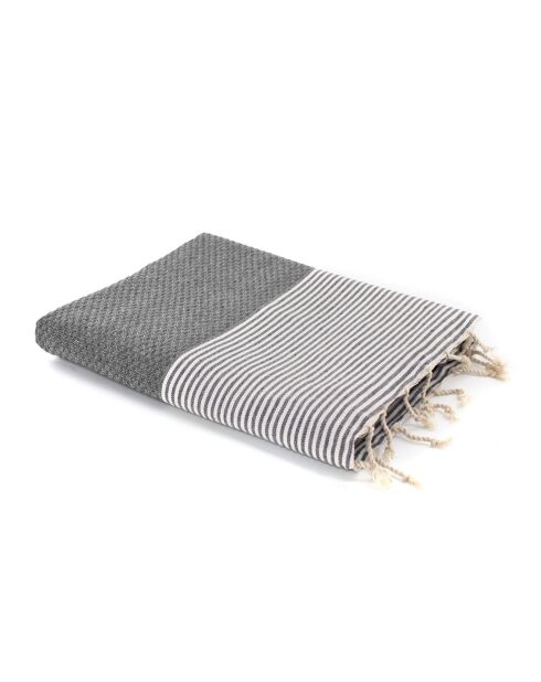 Fouta Ibiza Honeycomb mittelgrau/weiß - 100x200 cm