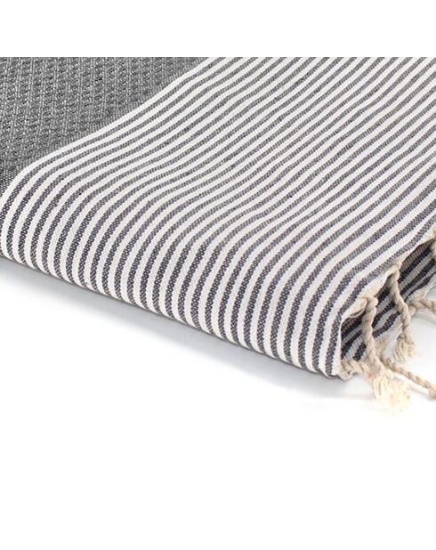 Fouta Ibiza Honeycomb mittelgrau/weiß - 100x200 cm