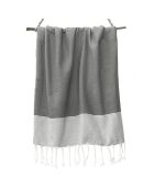 Fouta Ibiza Honeycomb mittelgrau/weiß - 100x200 cm