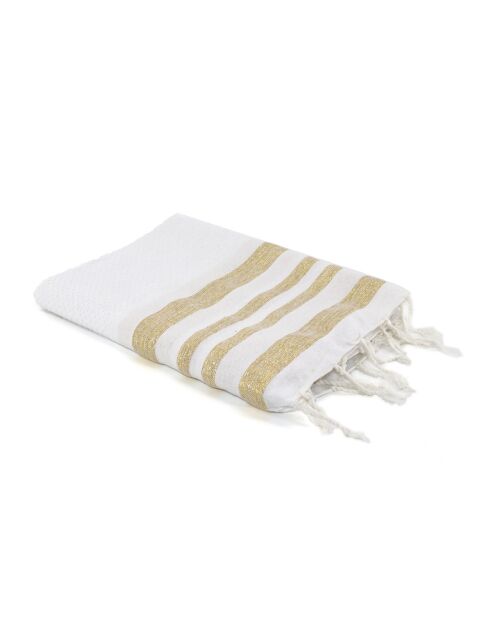 Hamptons Lurex Honeycomb Fouta weiß/gold - 100x200 cm
