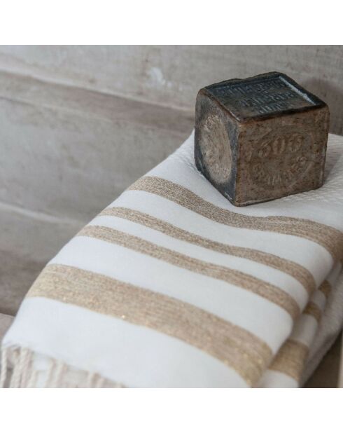 Hamptons Lurex Honeycomb Fouta weiß/gold - 100x200 cm