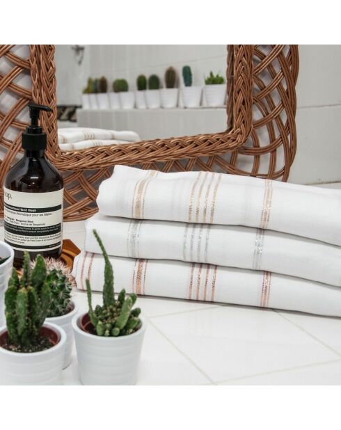 Fouta Lurex Mykonos weiß/silber - 100x200 cm