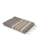 Fouta Nid d'Abeille Lurex Hamptons taupe clair/doré - 100x200 cm