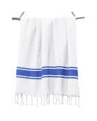 St Tropez Traditional Fouta wit/Grieks blauw - 100x200 cm