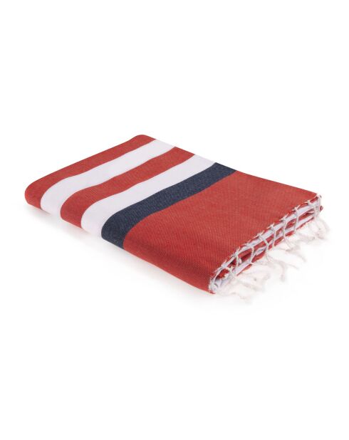 Fouta Arcachon wit/rood/blauw - 100x200 cm