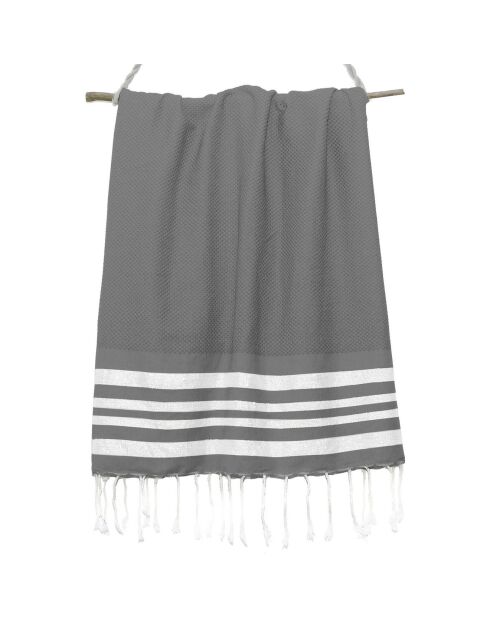 Hamptons Middelgrijze honingraat Fouta - 100x200 cm