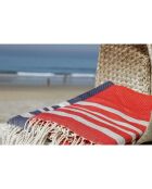 Hamptons Lurex rood/zilver honingraatfouta - 100x200 cm