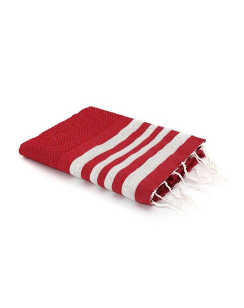 Hamptons Lurex rood/zilver honingraatfouta - 100x200 cm